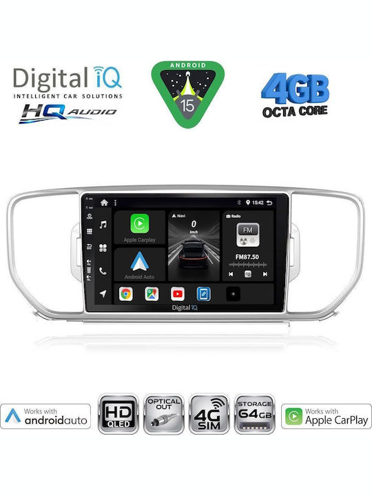Digital IQ Car Audio System for Kia Sportage 2015-2018 (Bluetooth/USB/WiFi/GPS/Apple CarPlay/Android Auto) with 9" Touch Screen
