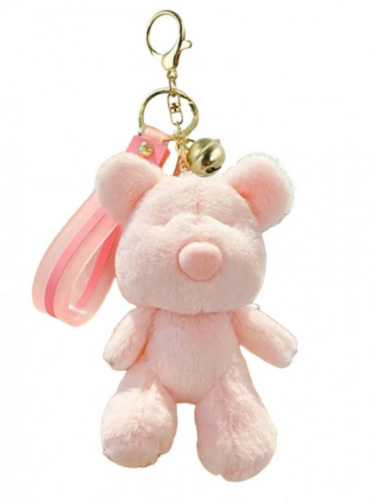 Ecarla Plush Flauschiger Teddybär Schlüsselanhänger Glocke Rosa Brl359r