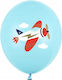 PartyDeco Geburtstags Luftballon Flugzeug Blau 30cm