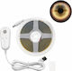 Rixme LED Strip USB 5V Warm White Light 5m with Motion Sensor & Power Supply