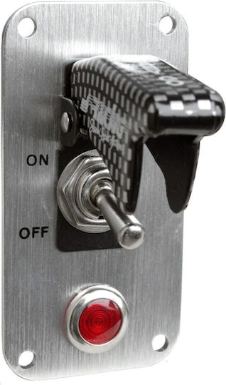 Διακοπτης On Off Baby Go Light Evo Αεροπορικου Τυπου 12v 20a Ενδειξη Led Carbon Καπακι Βαση Χρωμιου