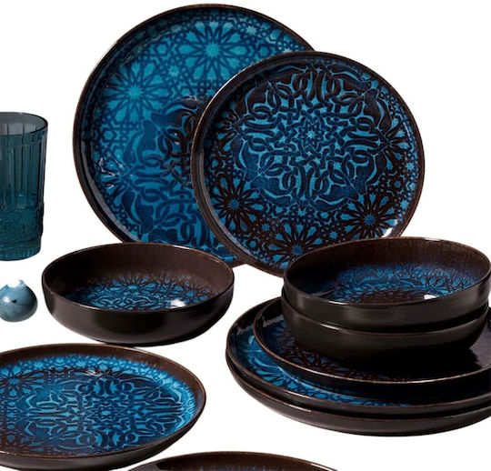Hermia Blue Porcelain Dinnerware Set 12pcs