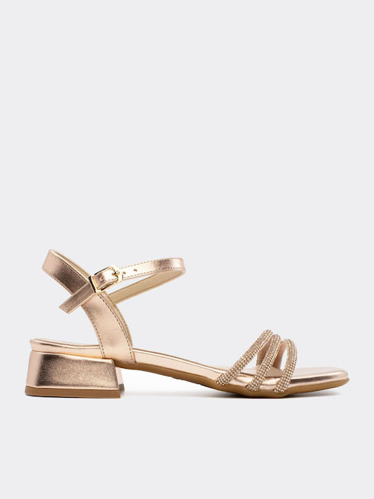 Ragazza Leder Damen Sandalen Rosa Gold