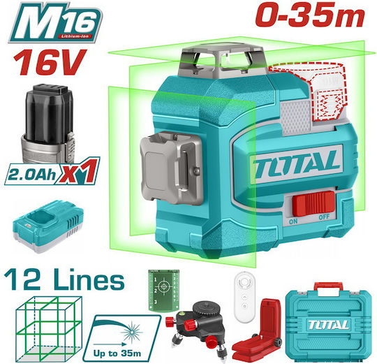 Total Γραμμικό Αλφάδι Laser Πράσινης Δέσμης 16V