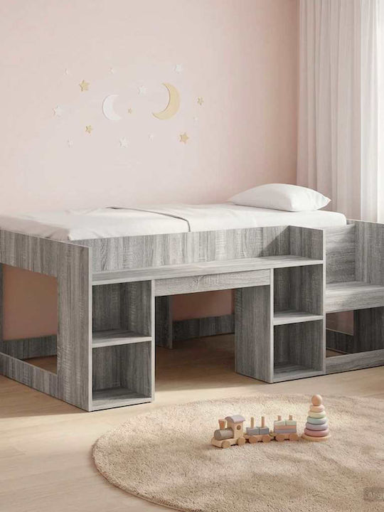 Kids Single Bed with Storage Space Gray for Mat...