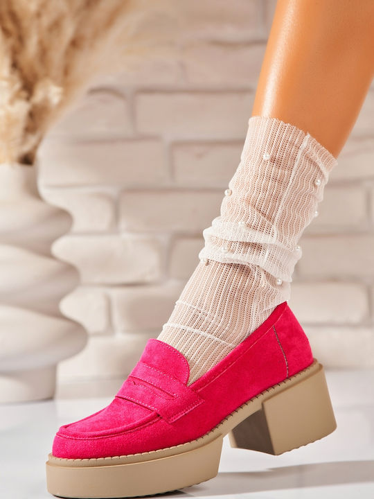 Elena Pantofi cu Toc Mediu din Catifea Fuchsia
