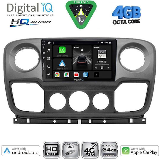 Digital IQ Ηχοσύστημα Αυτοκινήτου για Opel Movano Renault Master Nissan NV400 2010-2020 (Bluetooth/USB/WiFi/GPS/Apple-Carplay/Android-Auto) με Οθόνη Αφής 10"