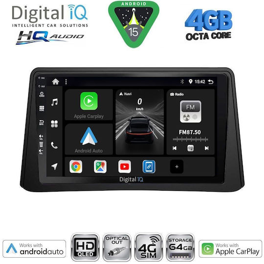 Digital IQ Car Audio System for Opel Mokka 2012-2015 (Bluetooth/USB/WiFi/GPS/Apple CarPlay/Android Auto) with 9" Touch Screen