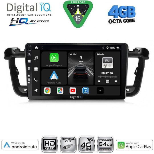 Digital IQ Car Audio System for Peugeot 508 2010-2016 Bluetooth USB WiFi GPS Apple CarPlay Android Auto with 9" Touch Screen