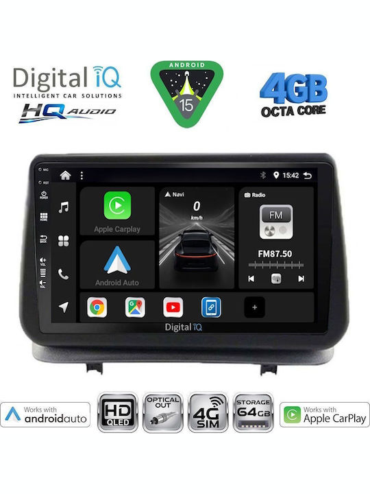 Digital IQ Car Audio System for Renault Clio 2005-2011 Bluetooth USB WiFi GPS Apple CarPlay Android Auto with 9" Touch Screen