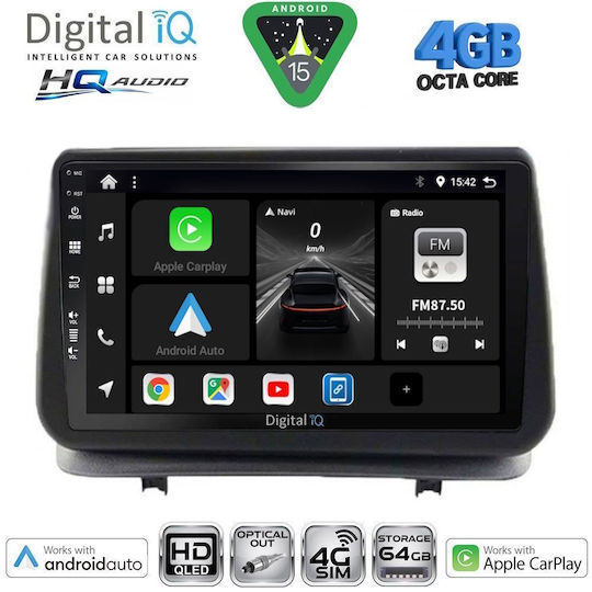 Digital IQ Car Audio System for Renault Clio 2005-2011 Bluetooth USB WiFi GPS Apple CarPlay Android Auto with 9" Touch Screen