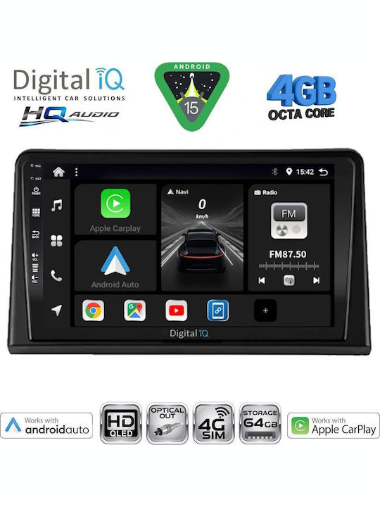 Digital IQ Car Audio System for Renault Express 2020 (Bluetooth/USB/WiFi/GPS/Apple CarPlay/Android Auto) with 9" Touch Screen