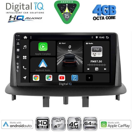 Digital IQ Car Audio System for Renault Megane 2009-2016 Bluetooth USB WiFi GPS Apple CarPlay Android Auto with 9" Touch Screen