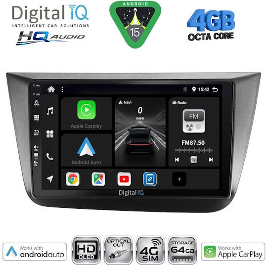 Digital IQ Ηχοσύστημα Αυτοκινήτου για Seat Altea 2004-2015 με Clima (Bluetooth/USB/WiFi/GPS/Apple-Carplay/Android-Auto) με Οθόνη Αφής 9"