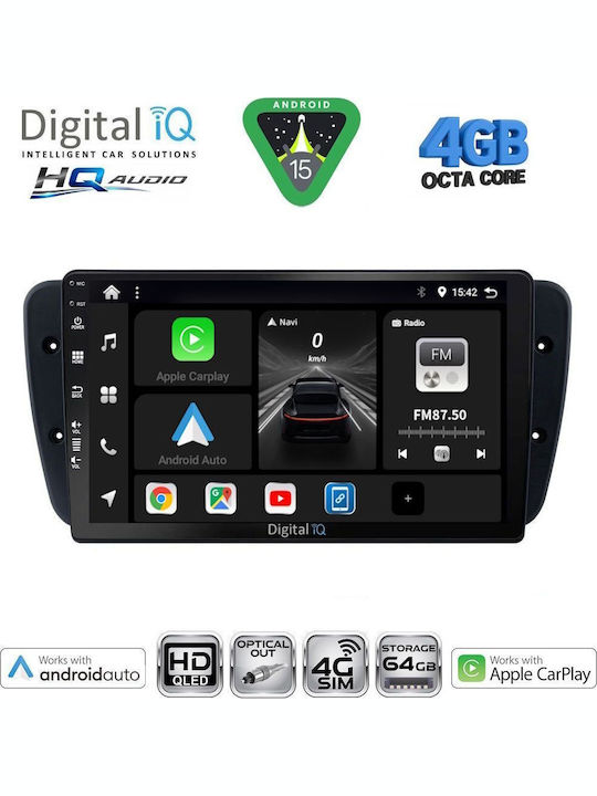 Digital IQ Car Audio System for Seat Ibiza 2008-2015 (Bluetooth/USB/WiFi/GPS/Apple CarPlay/Android Auto) with 9" Touch Screen