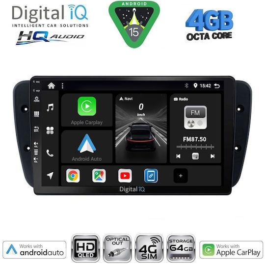 Digital IQ Car Audio System for Seat Ibiza 2008-2015 (Bluetooth/USB/WiFi/GPS/Apple CarPlay/Android Auto) with 9" Touch Screen