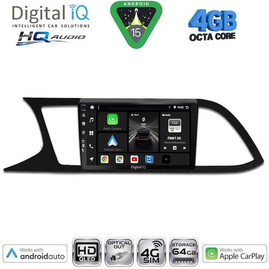 Digital IQ Car Audio System for Seat Leon 2012-2021 with Clima (Bluetooth/USB/WiFi/GPS/Apple CarPlay/Android Auto) with 9" Touch Screen