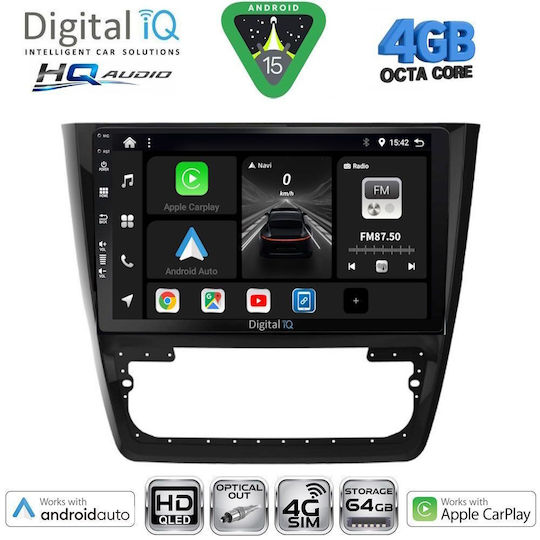 Digital IQ Ηχοσύστημα Αυτοκινήτου για Skoda Yeti 2014-2018 με Clima (Bluetooth/USB/WiFi/GPS/Apple-Carplay/Android-Auto) με Οθόνη Αφής 10"