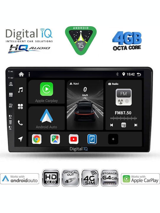 Digital IQ Car Audio System for Ssangyong Rexton 2002-2006 (Bluetooth/USB/WiFi/GPS/Apple CarPlay/Android Auto) with 9" Touch Screen