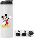 Μπουκάλι Θερμός Διπλό Καπάκι Mickey Mouse 600ml Λευκό