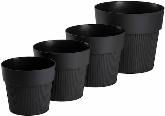 HowHomely Σετ 4 Γλάστρες Black