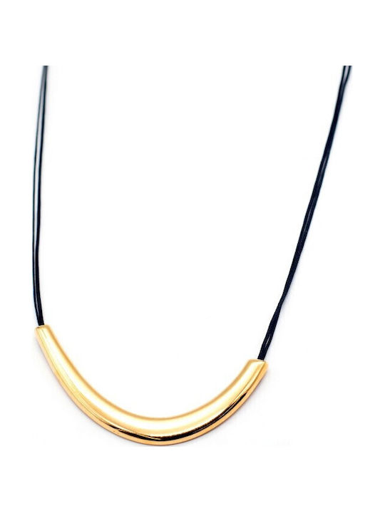 Irmelia Knitted Gold Plated Black Necklace