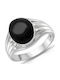 Kiriakos Gofas Men's Ring with Zircon from Silver
