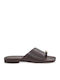 Leather Women's Flat Sandals Brown