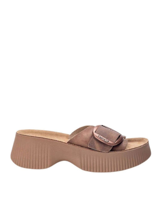 Fantasy Sandals Leder Flache Damen Sandalen Braun
