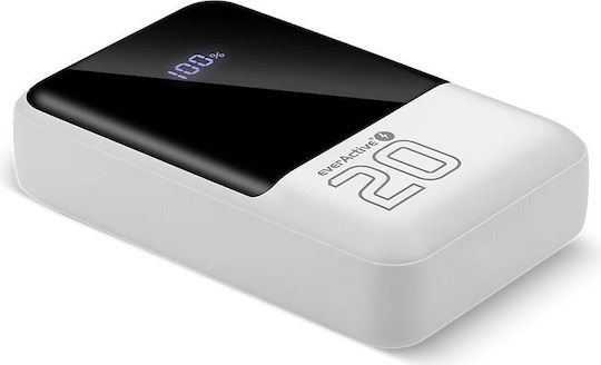 everActive EB-20Q Външна Батерия 20000mAh 22.5W с 2 USB-A Изходни Порта и USB-C Изходен Порт Power Delivery / Бързо Зареждане / PPS Бяла