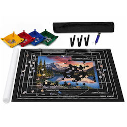 Puzzle Mat Zola 500 2000 Pieces Printed Guide Dimensions 4 Piece Sorting Containers Inflatable Support Pump Fastening Straps Polyester 118 X 79 Cm
