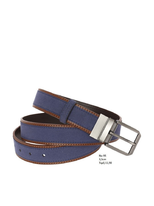 Lavor Men's Leather Belt Reversible Brown/Blue