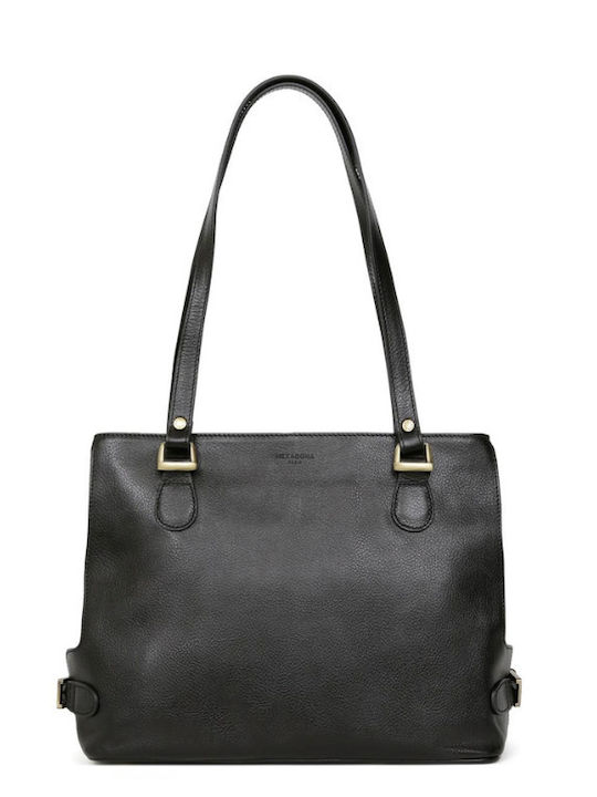 Hexagona Leather Women's Satchel Bag Black