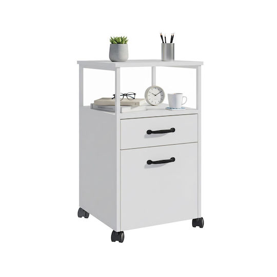 Relaxdays Dulap Mobil cu 2 Sertare Alb 66.5x44x42 Cm
