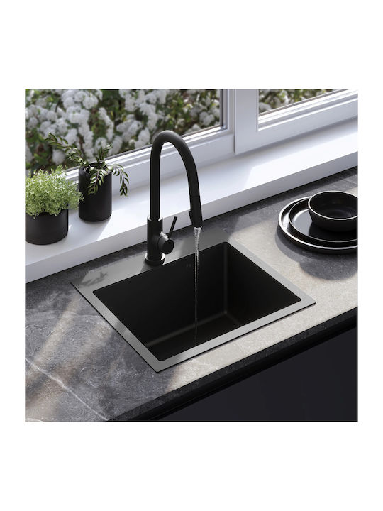 Rea Ένθετος Νεροχύτης Inox Σατινέ Μ45xΠ50cm Μαύρος