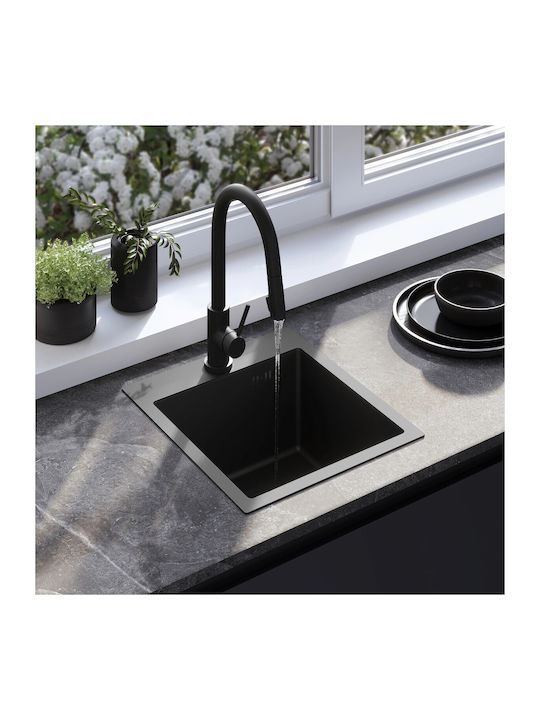 Rea Ένθετος Νεροχύτης Inox Σατινέ Μ45xΠ40cm Μαύρος