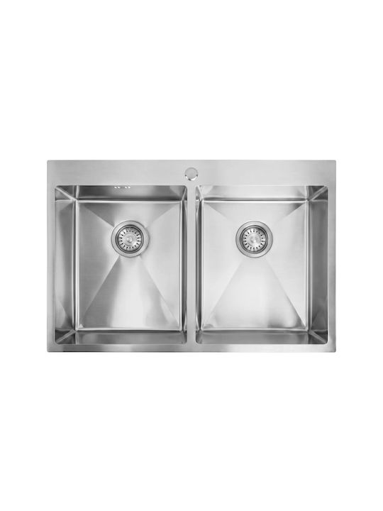 Rea Joel Ένθετος Νεροχύτης Inox Brushed με Μπαταρία Μ83xΠ55cm Ασημί