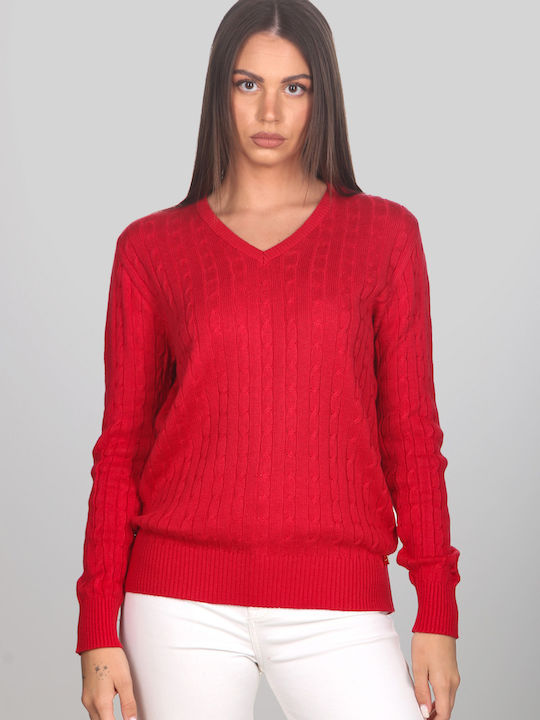 Women's Blouse with V-Neck Red