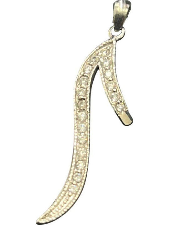Charm Monogram in 14K White Gold with Zircon