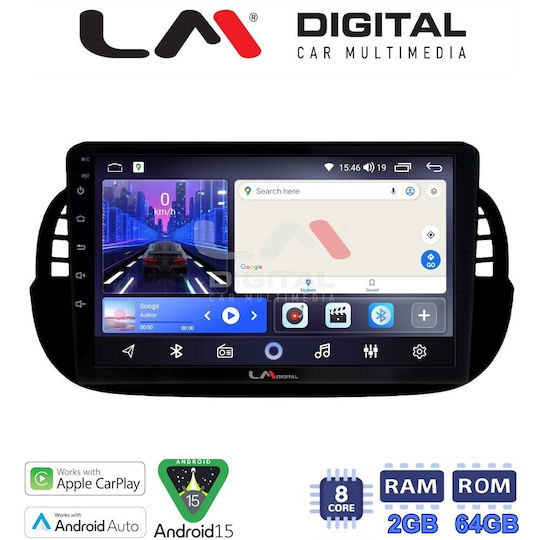 LM Digital Ηχοσύστημα Αυτοκινήτου για Fiat 500 2007 2016 (Bluetooth/USB/WiFi/GPS/Apple-Carplay/Android-Auto)