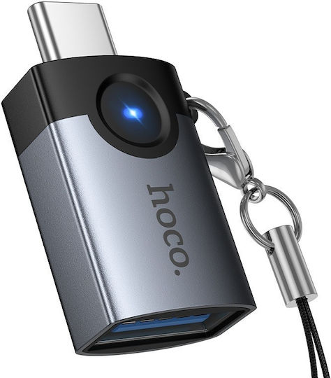 Hoco Converter USB-C Male to USB-A Female Gray 1 Piece