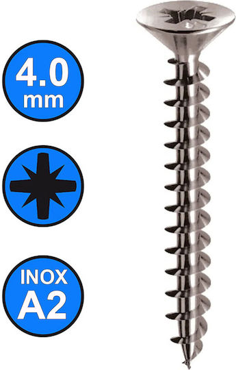 Inox MDF Screw Inox with Diameter M4mm 100 Pieces