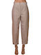 Women's Fabric Striped Beige Trousers