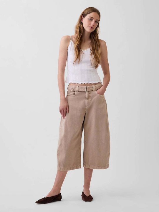 Women's Fabric Capri Trousers Wicker Tan