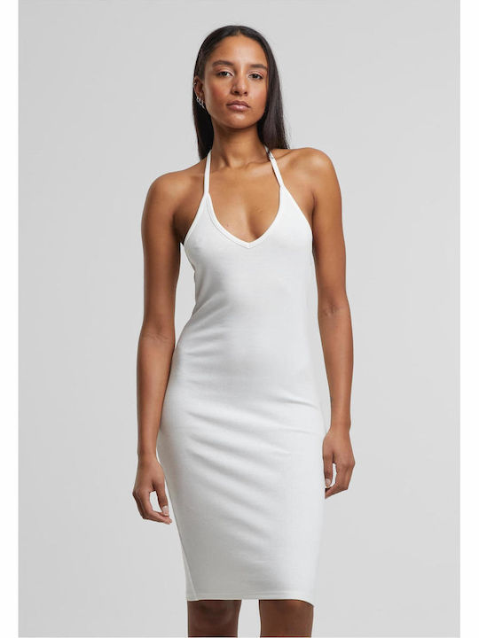 Ladies Summer Midi Evening Dress Off-White