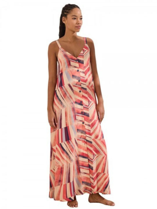 Sommer Maxi Damenkleid Koralle
