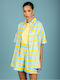 Long Sleeve Women's Shirt Yellow/Light Blue Striped