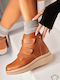 Leder Damen Stiefeletten Tabac