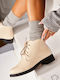 Leder Damen Stiefeletten Beige
