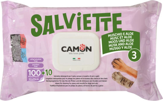 Camon Μαντηλάκια Καθαρισμού 32x20cm 110τεμ Άρωμα Λευκού Μόσχου & Αλόης